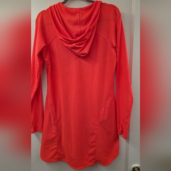 Athleta Chi Hoodie Tunic | Size Medium | Bright Coral Red LIKE NEW - Picture 2 of 9